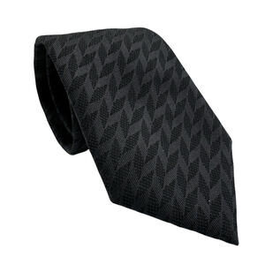 Emporio Armani Silk Blend Geometric Neck Tie Grey Black 3.1" x 58"